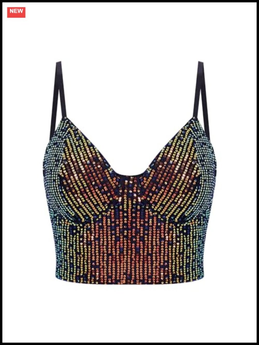 Sequin Crop Top Spaghetti Strap V-Neck Backless Sleeveless Party Clubwear